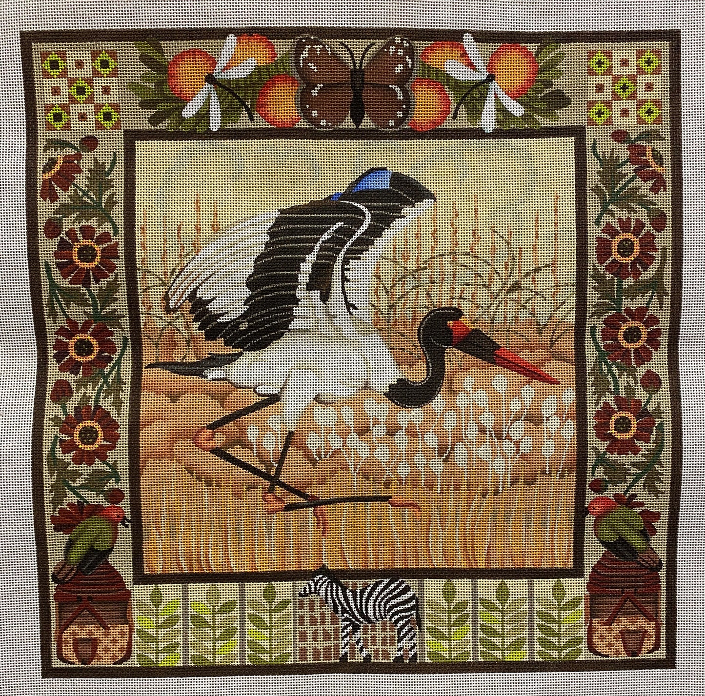 Crane Canvas - Garden Gate Needlepoint