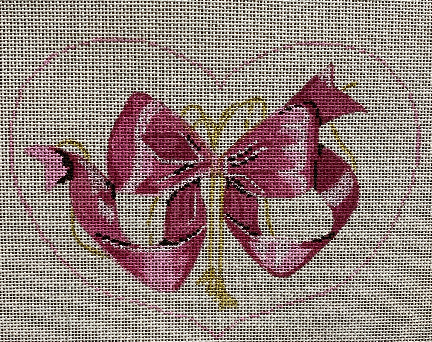 Bow in Heart Canvas - Garden Gate Needlepoint