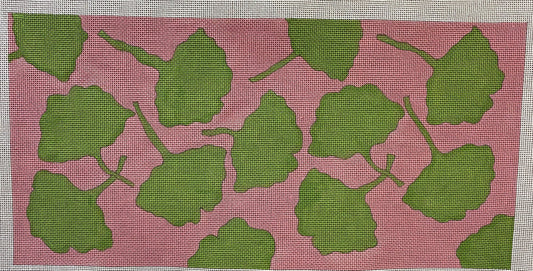 Pink and Green Leaves Canvas - Garden Gate Needlepoint