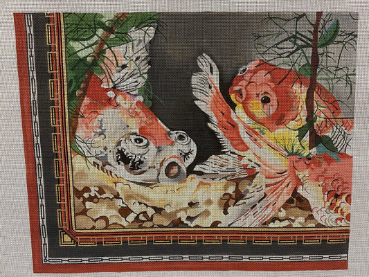 Joy Juarez Gold Fish Canvas - Garden Gate Needlepoint