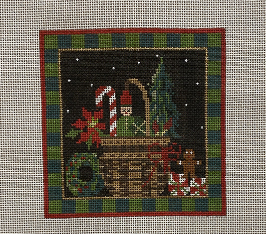 Christmas Basket Canvas - Garden Gate Needlepoint