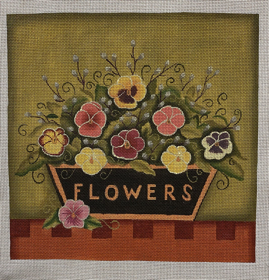 Flower Box Canvas - Garden Gate Needlepoint