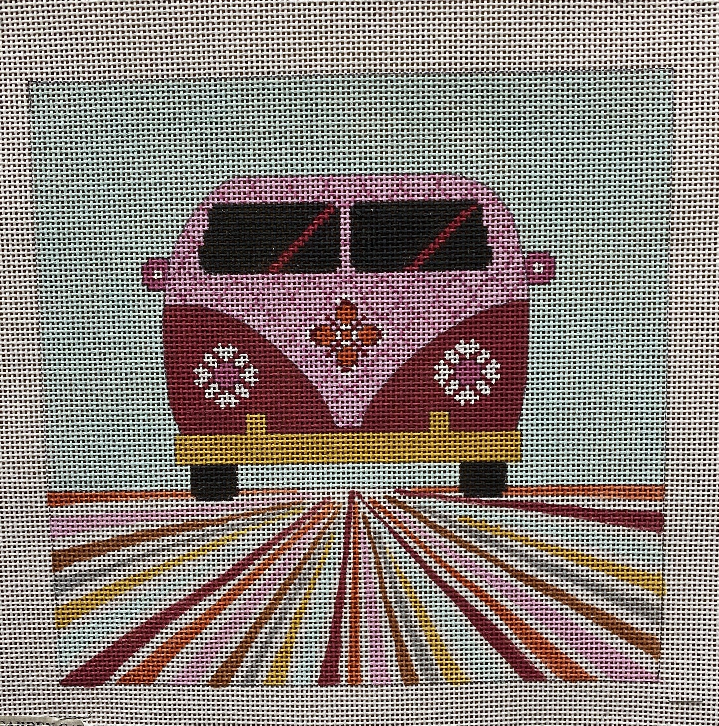 Pink VW Van Canvas - Garden Gate Needlepoint