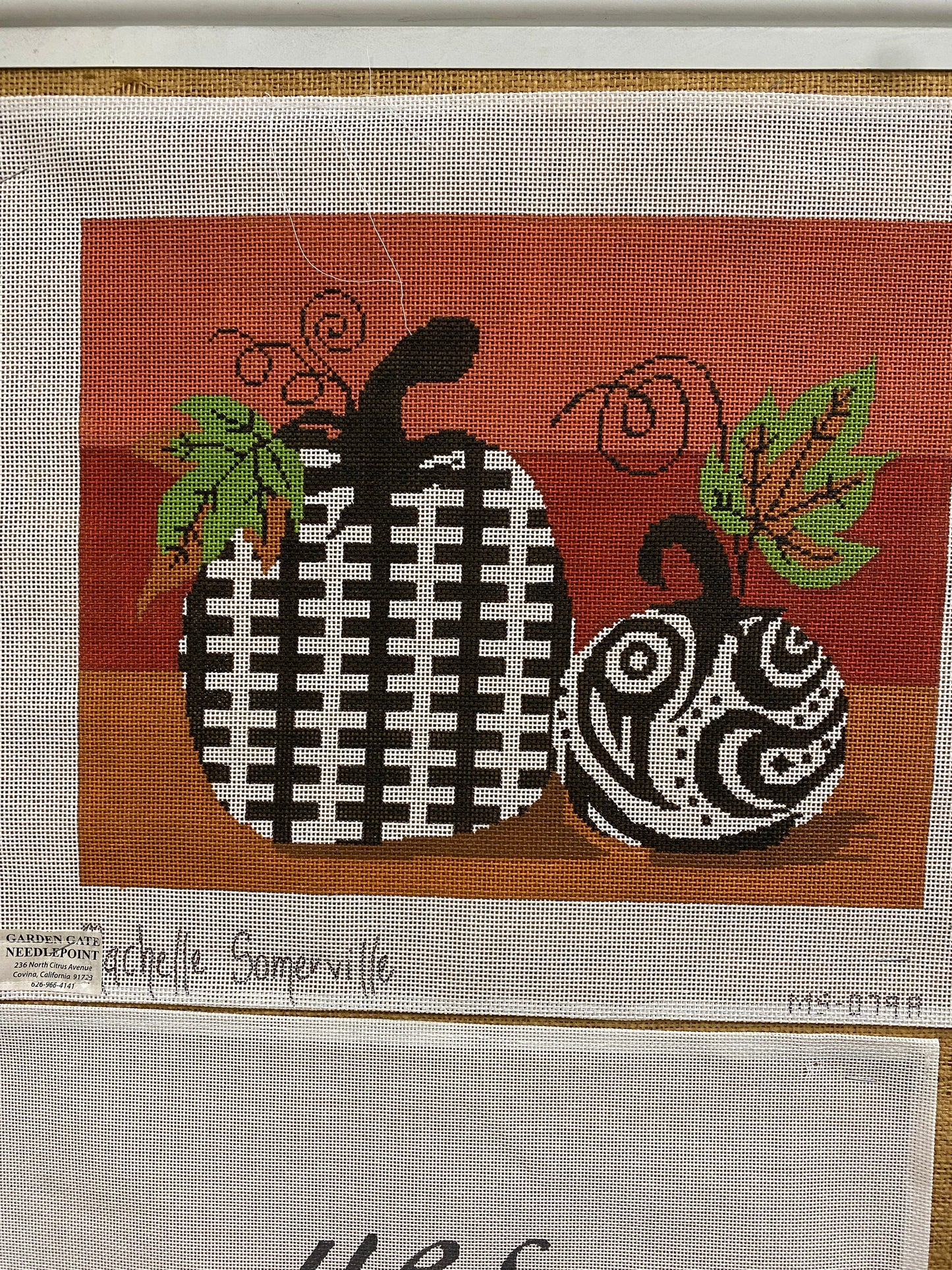 Black & White Pumpkins Canvas - Garden Gate Needlepoint