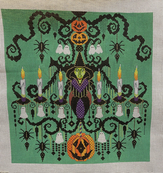 Chandlier Witch Canvas - Garden Gate Needlepoint