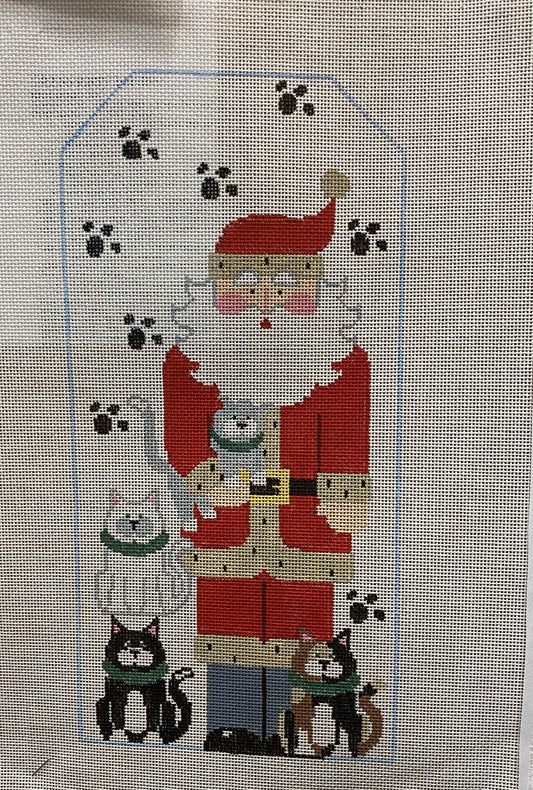 Kathy Schenckel Santa with Cats Canvas - Garden Gate Needlepoint