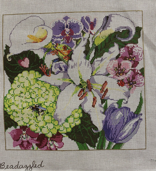 Sandra Gilmore Beadazzled Canvas - Garden Gate Needlepoint