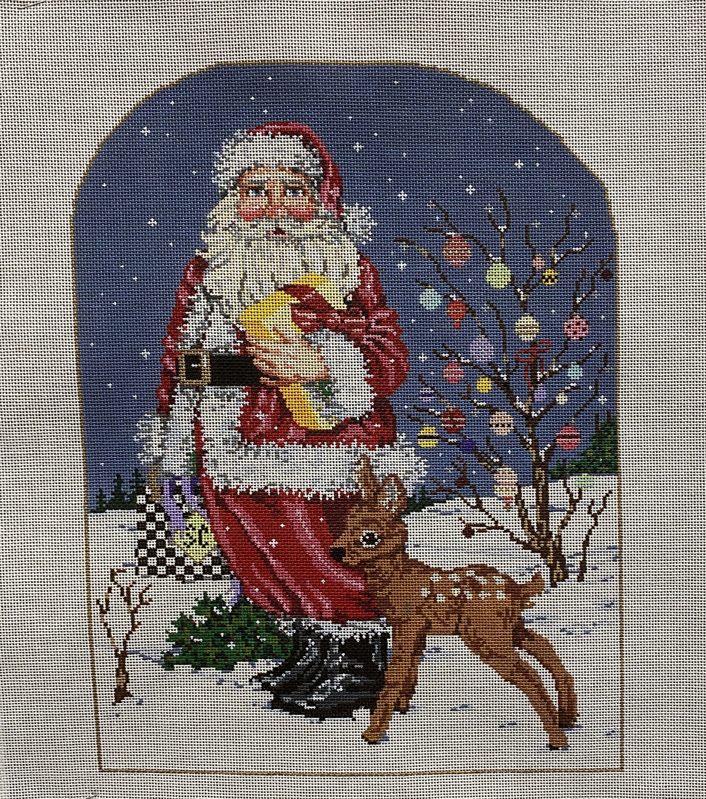 Sandra Gilmore Santa Shops Canvas - Garden Gate Needlepoint