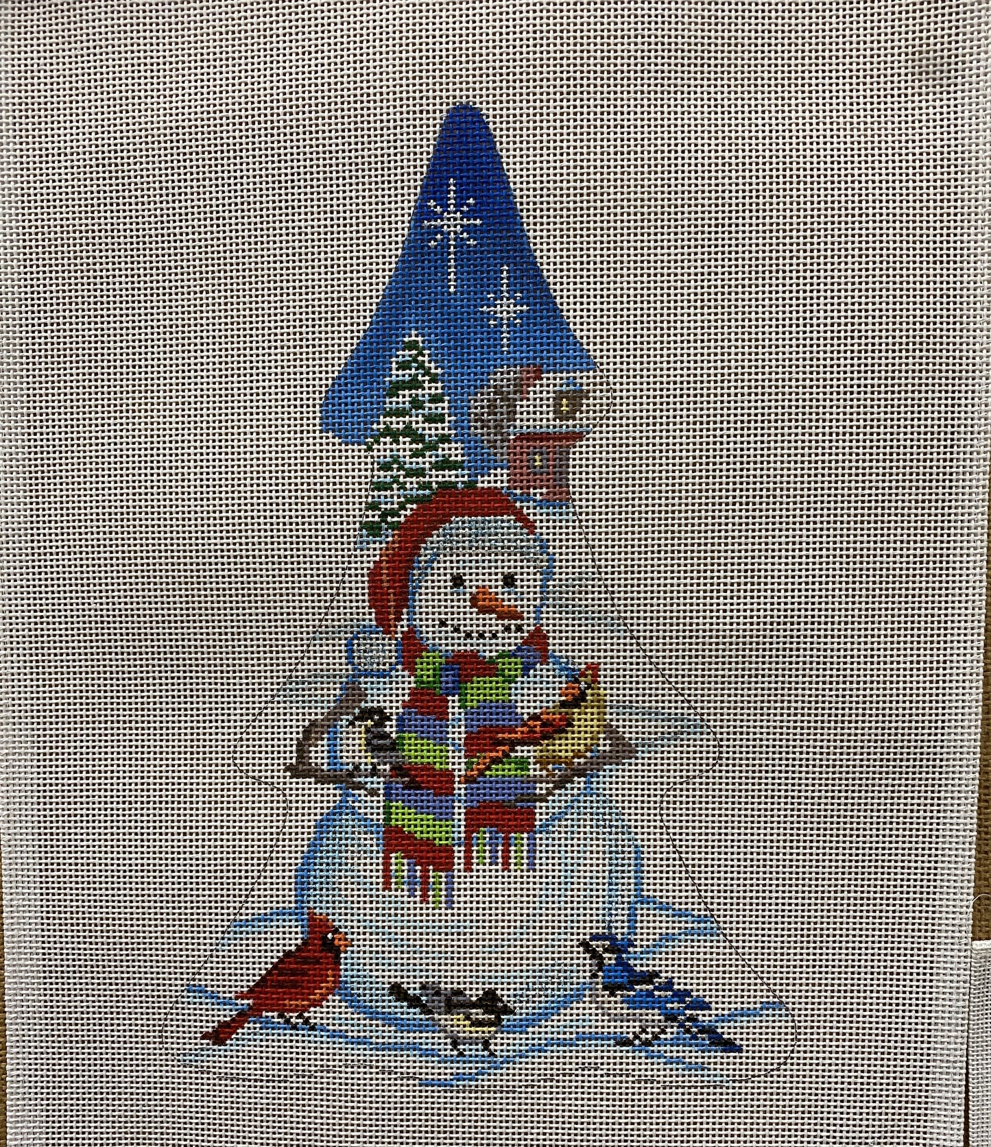 Snowman Christmas Tree canvas - Garden Gate Needlepoint