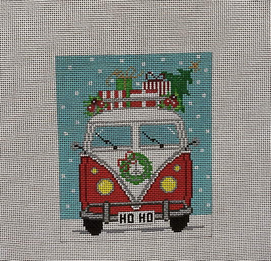 Christmas VW Van canvas - Garden Gate Needlepoint