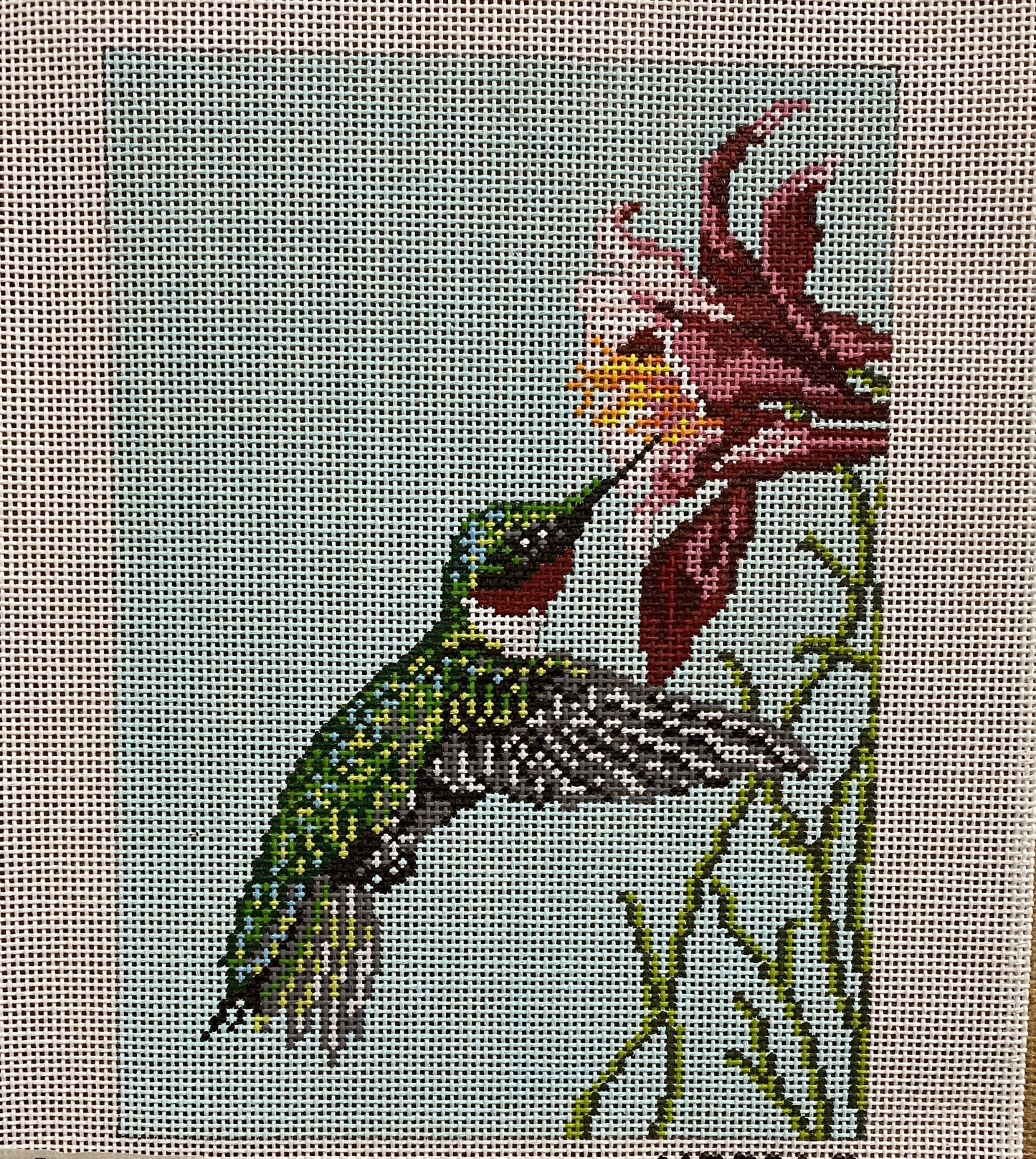 Hummingbird canvas - Garden Gate Needlepoint