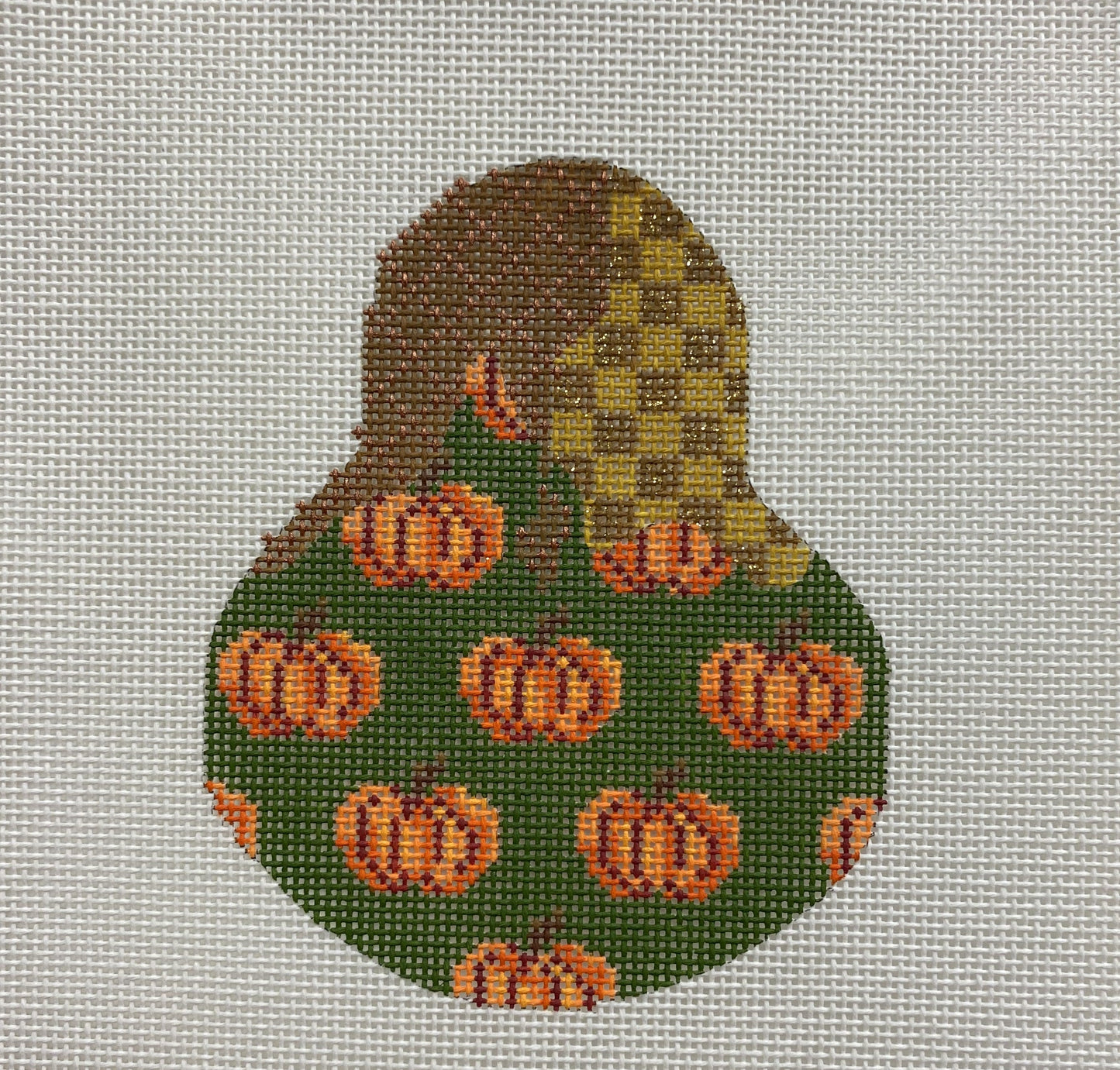 Pear with Pumpkins Stitch Guide canvas - Garden Gate Needlepoint