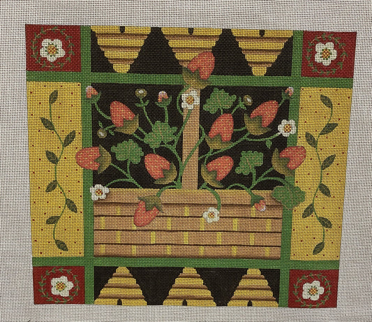 Strawberry Basket canvas - Garden Gate Needlepoint