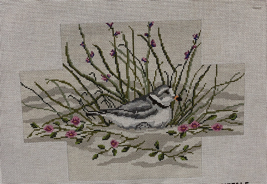 Bird in Flowers brick cover canvas - Garden Gate Needlepoint