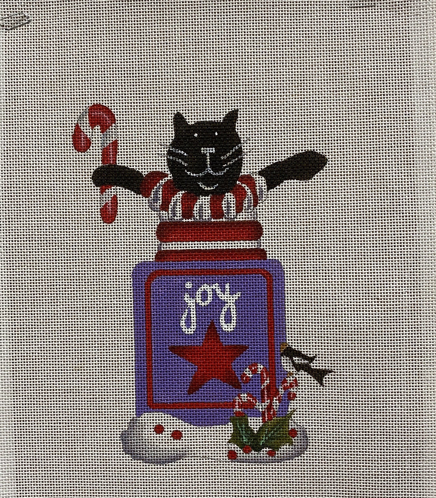 Joy Cat canvas - Garden Gate Needlepoint