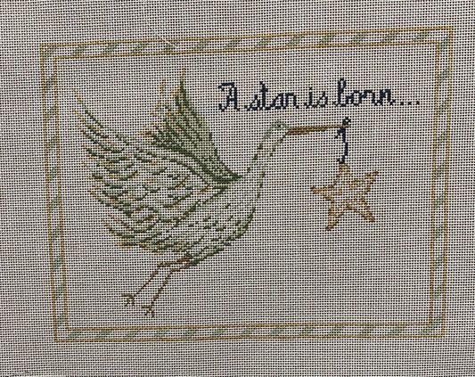 Stork canvas - Garden Gate Needlepoint