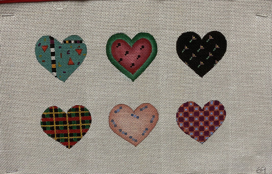 6 Hearts canvas - Garden Gate Needlepoint