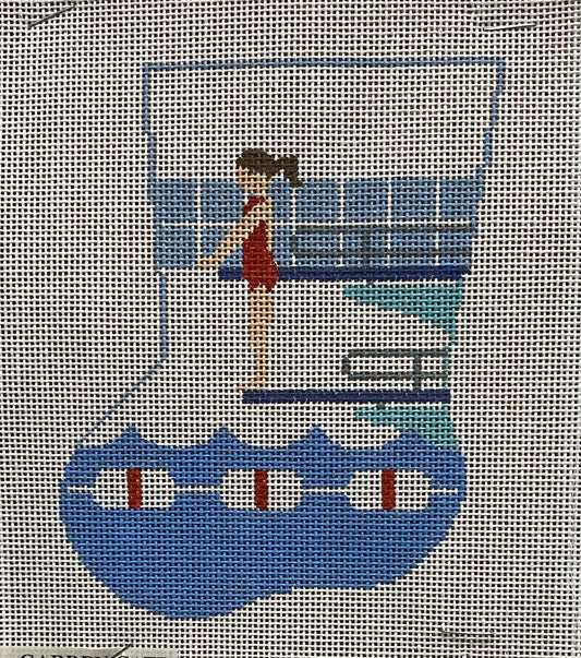 Diver Mini Stocking canvas - Garden Gate Needlepoint