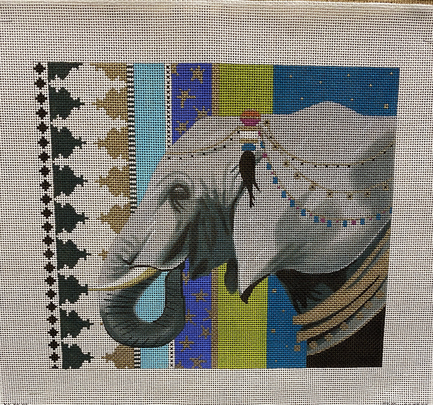 Colors of Praise Elephant canvas - Garden Gate Needlepoint