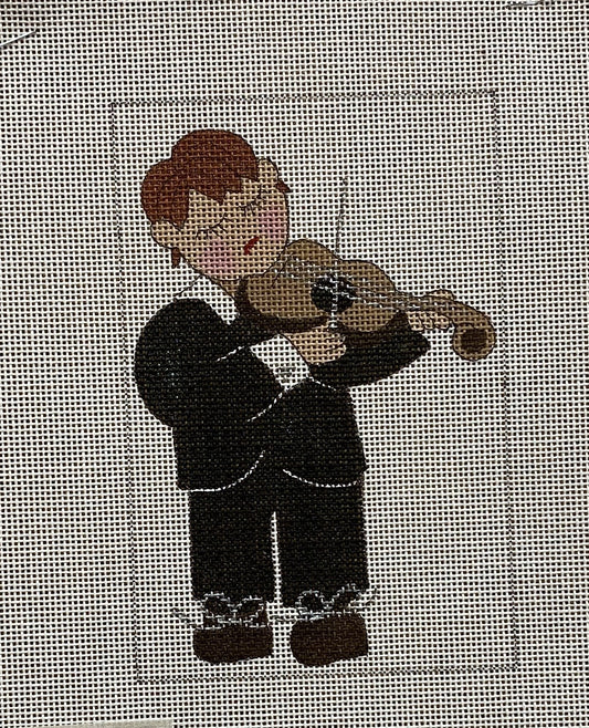 Boy with Violin canvas - Garden Gate Needlepoint