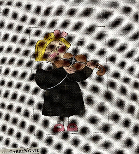 Girl with Violin canvas - Garden Gate Needlepoint