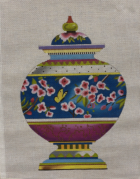 Colors of Praise Bell Shape Urn canvas - Garden Gate Needlepoint