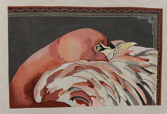 Joy Juarez Flamingo canvas - Garden Gate Needlepoint