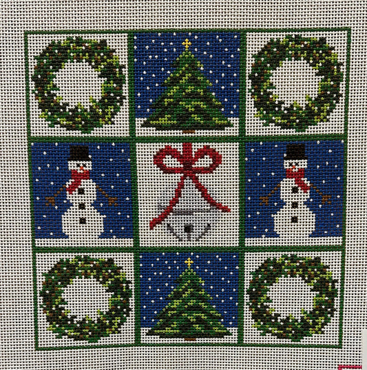 Christmas Tic Tac Toe Canvas - Garden Gate Needlepoint