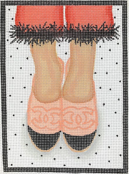 Pink Channel Shoes Canvas - Garden Gate Needlepoint