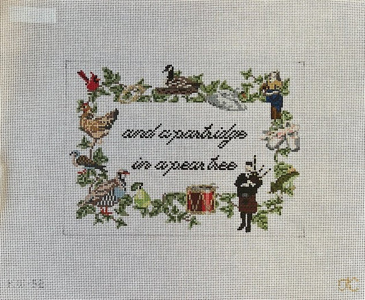 Partridge in a Pear Tree sign - Garden Gate Needlepoint