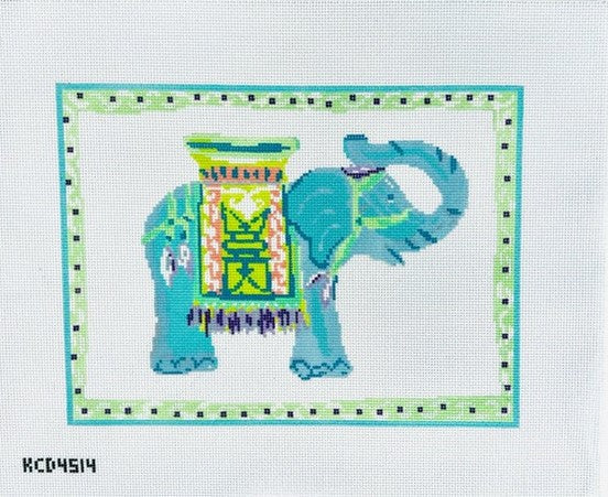 Turquoise Elephant Canvas - Garden Gate Needlepoint