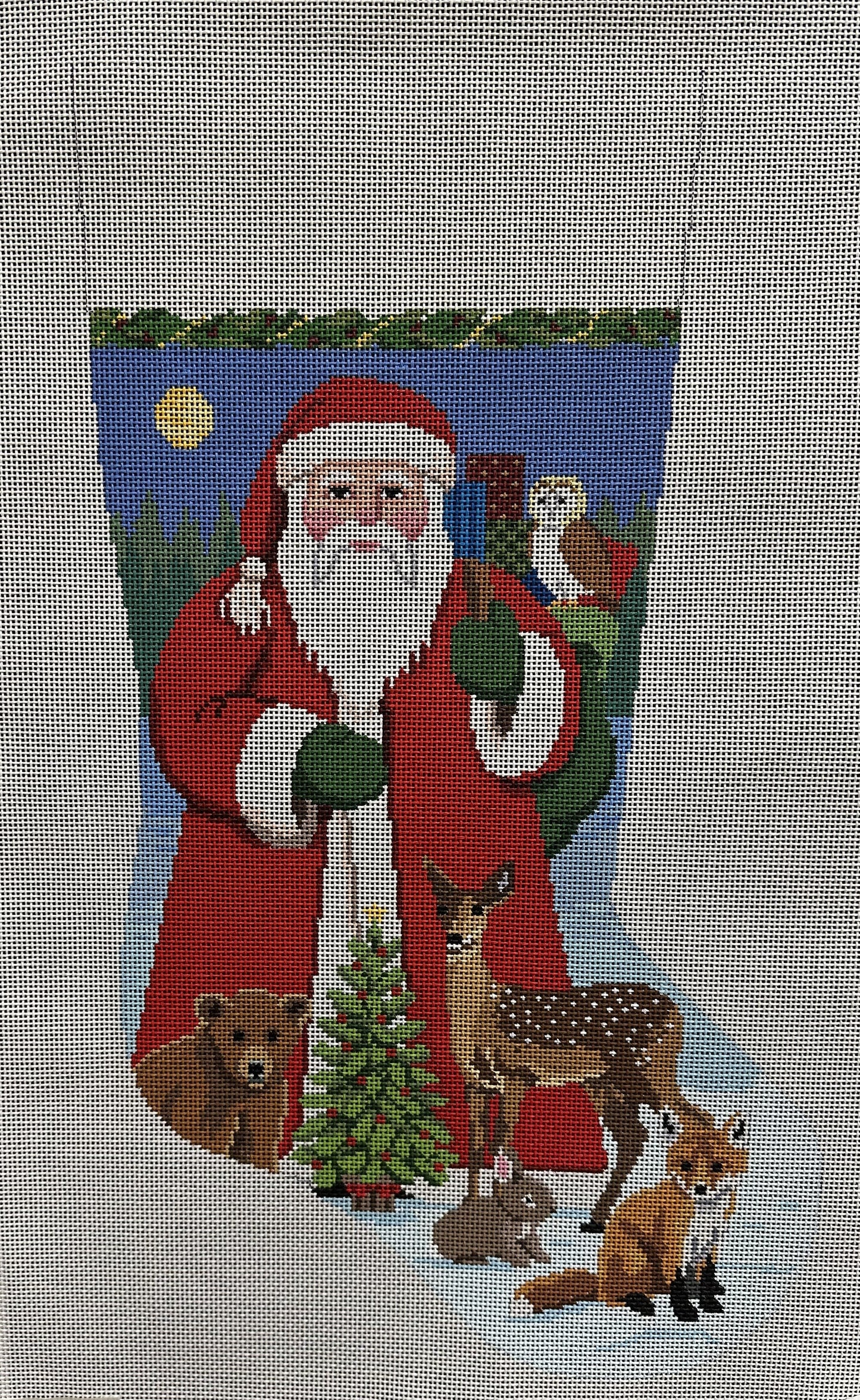 Santa with Animal Stocking