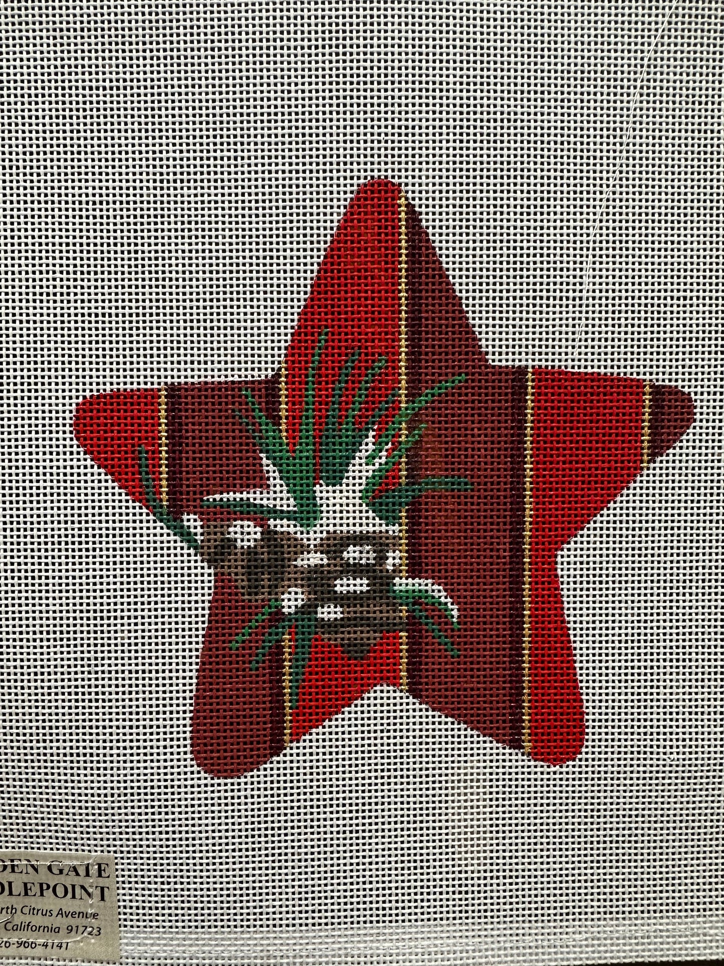 Pinecones Star Ornament - Garden Gate Needlepoint