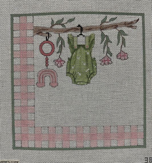 Baby Girl Announcement Canvas - Garden Gate Needlepoint