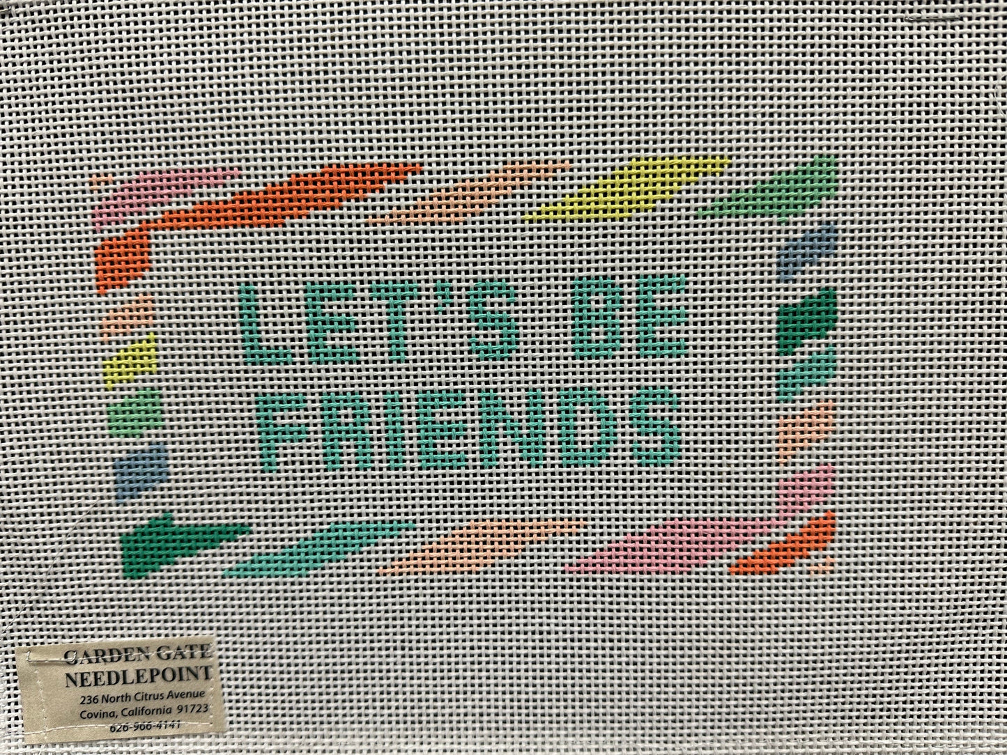 Let's Be Friends Canvas - Garden Gate Needlepoint