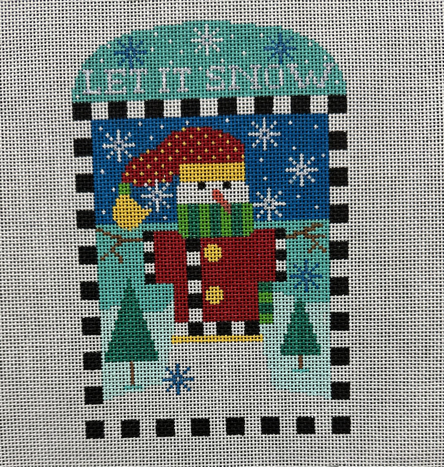 Snowman In Sweater Canvas - Garden Gate Needlepoint