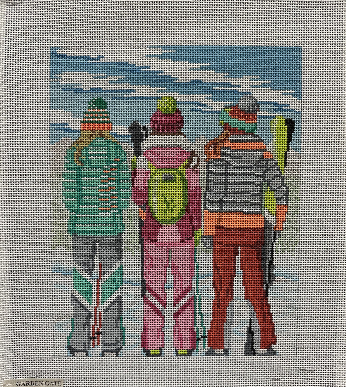 Three Sister Skiers Canvas - Garden Gate Needlepoint