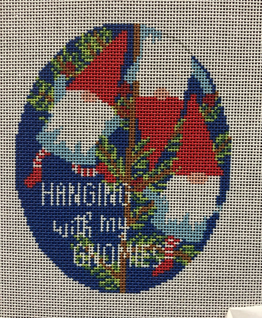 Hanging with the Gnomes Ornament - Garden Gate Needlepoint