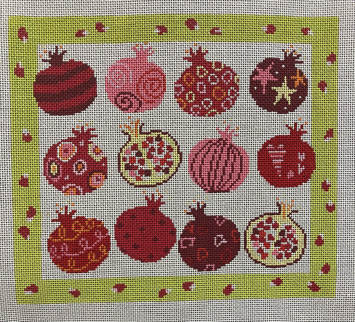 Dozen Pomagrants Canvas - Garden Gate Needlepoint