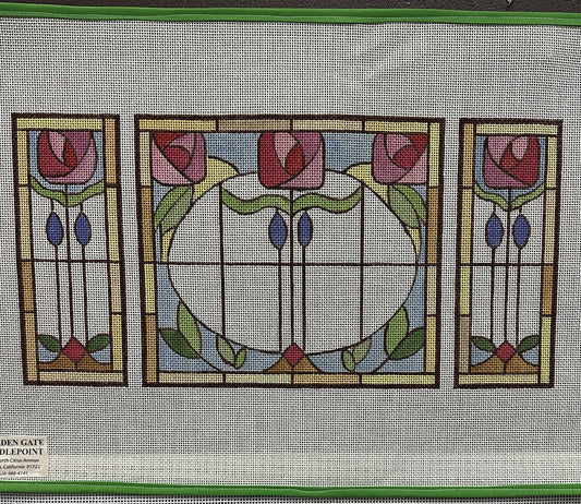 Stain Glass Windows Canvas - Garden Gate Needlepoint