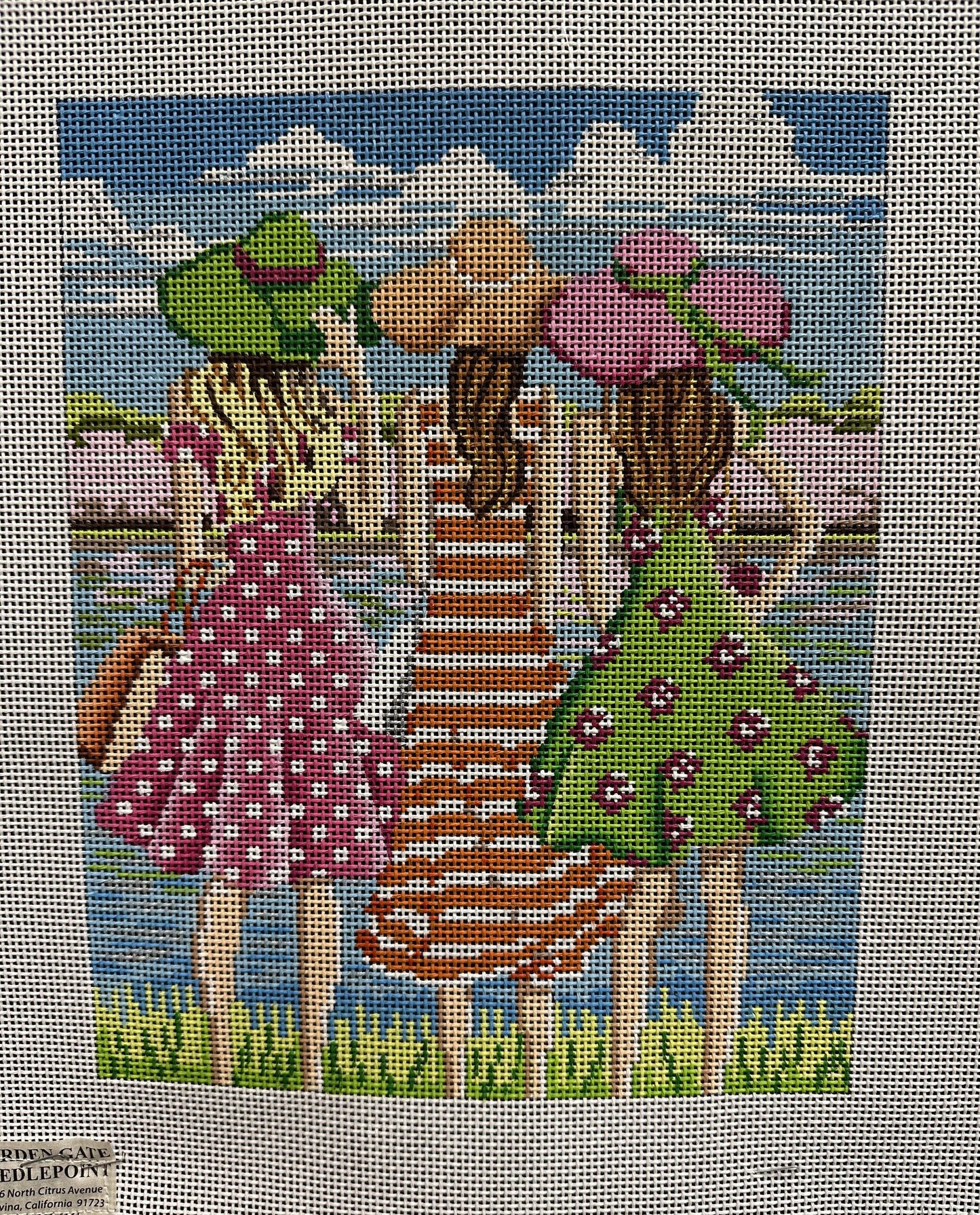 Three Sisters Summer Canvas - Garden Gate Needlepoint