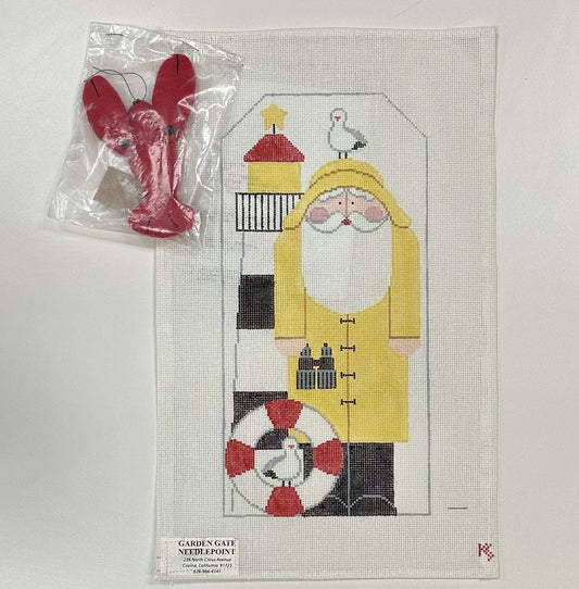 Santa, the Lobsterman Canvas - Garden Gate Needlepoint