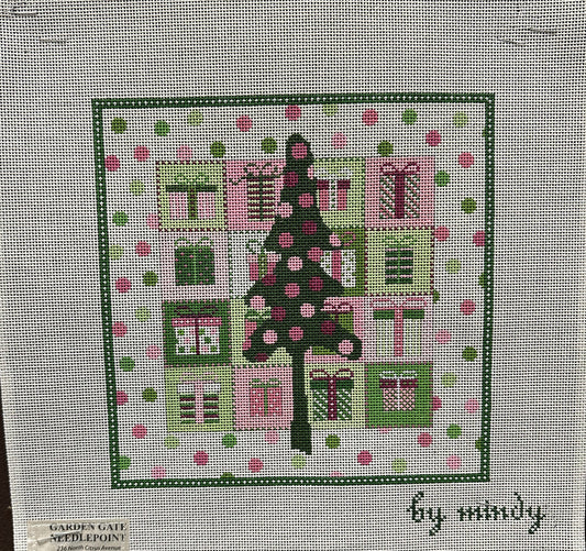 Christmas Tree and Presents Canvas - Garden Gate Needlepoint