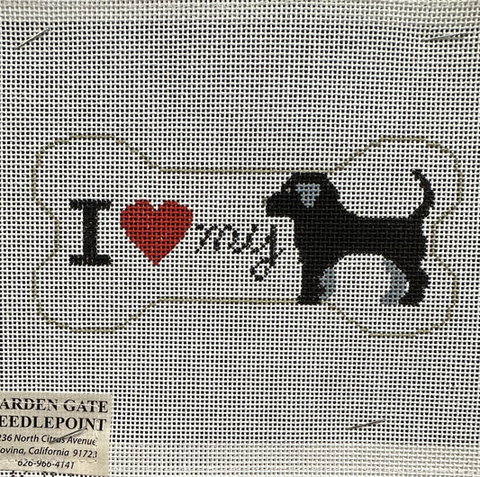 I heart Dog Bone Ornament - Garden Gate Needlepoint