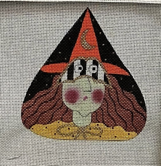 Witch Teardrop Ornament - Garden Gate Needlepoint