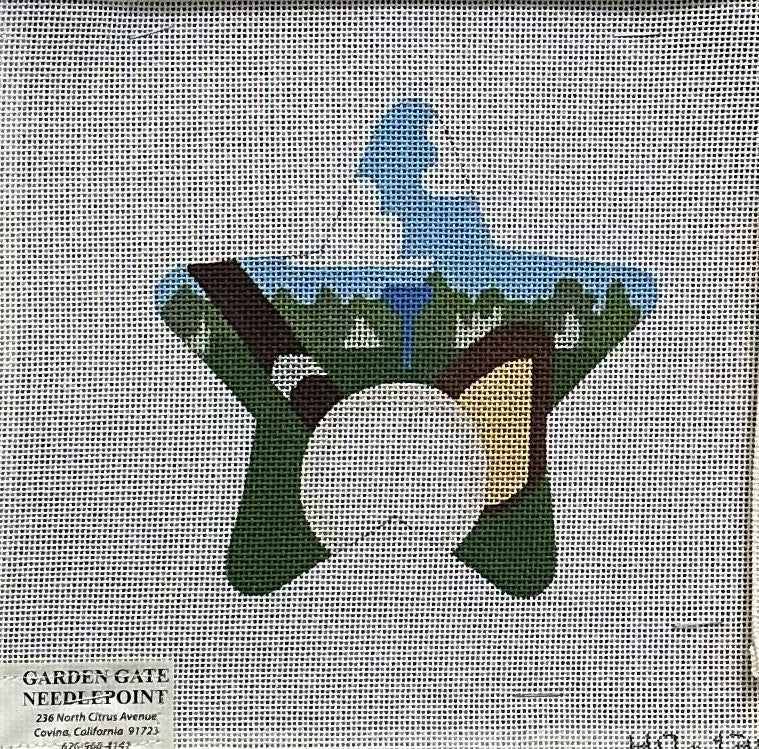 Golf Star Ornament - Garden Gate Needlepoint