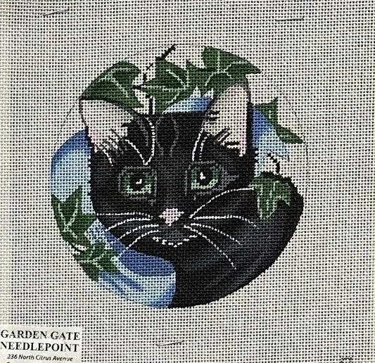 Black Cat Ornament - Garden Gate Needlepoint