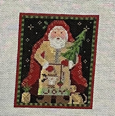 Santa with dog Canvas - Garden Gate Needlepoint