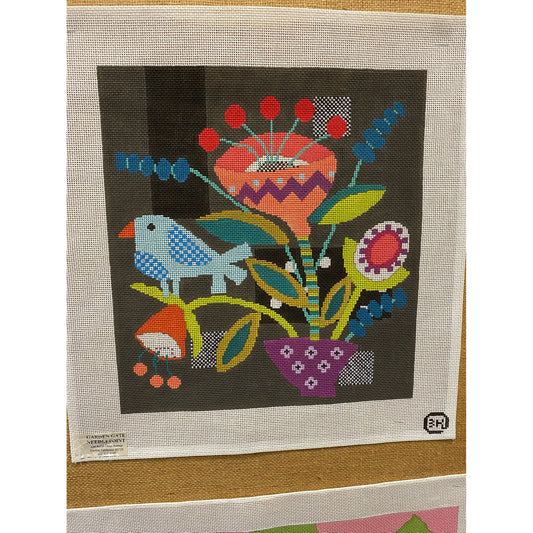 Abstract Bird & Flower Canvas - Garden Gate Needlepoint