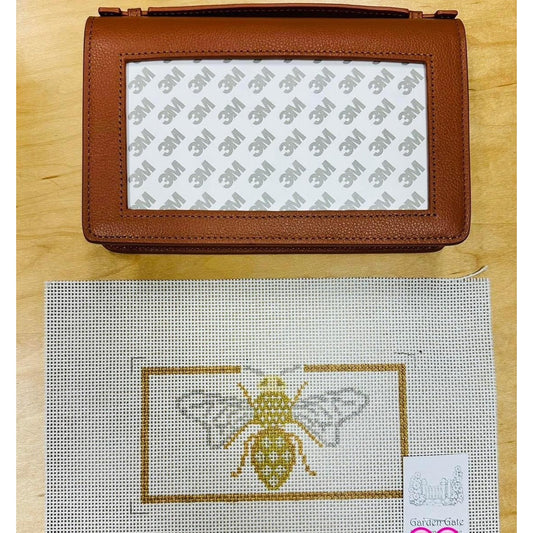 Bee w/ Brown Clutch - Garden Gate Needlepoint